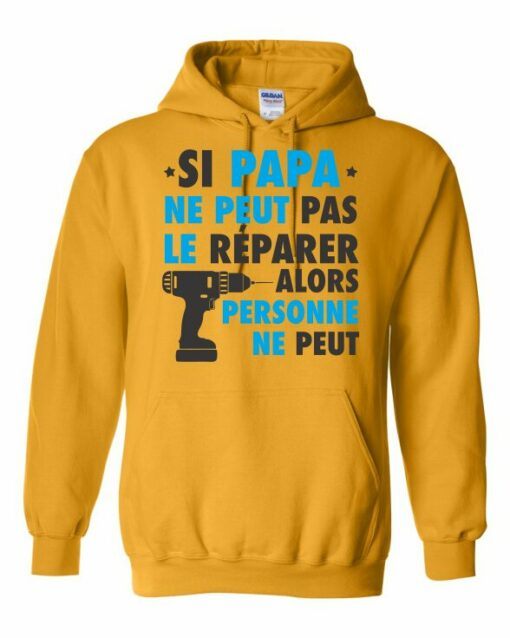 SI PAPA NE PEUT PAS LE REPARER  - Cotton Ouaté Kangourou (Unisexe) Pour Adulte