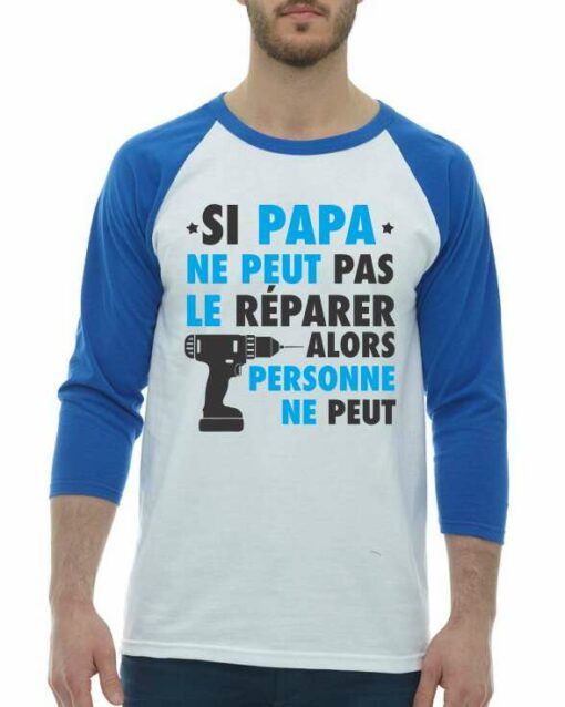 SI PAPA NE PEUT PAS LE REPARER  - Adult Baseball Tee 3/4 Sleeve