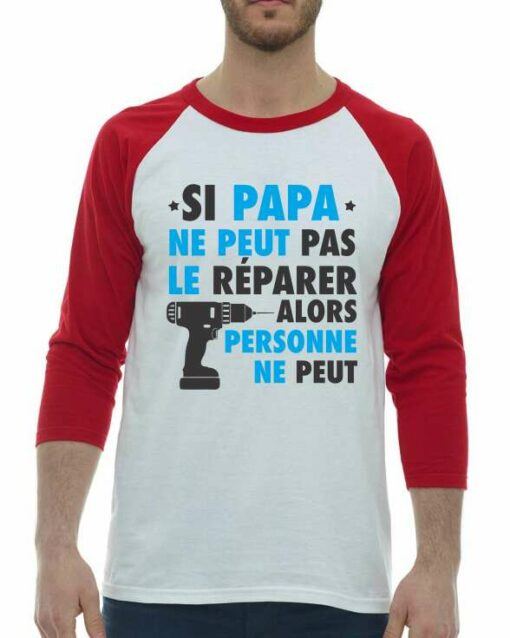 SI PAPA NE PEUT PAS LE REPARER  - Adult Baseball Tee 3/4 Sleeve