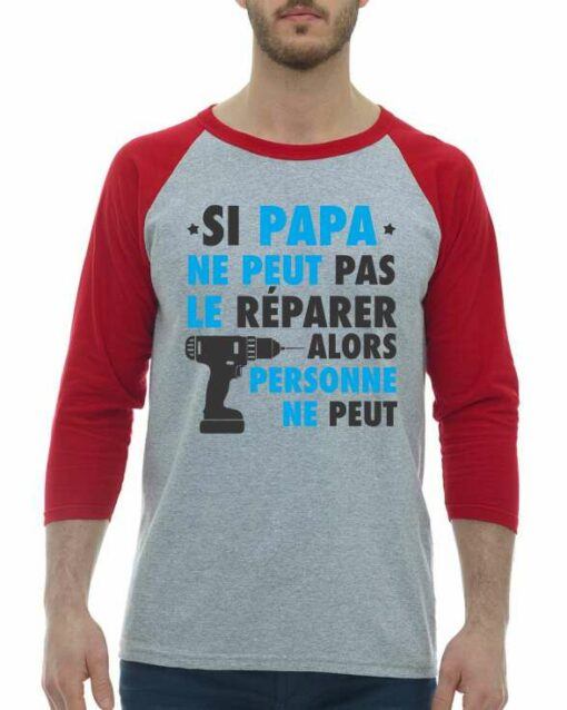 SI PAPA NE PEUT PAS LE REPARER  - Adult Baseball Tee 3/4 Sleeve